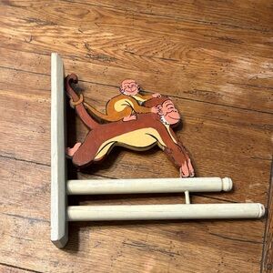 Whimsical Retro Folk Art Wooden Wall Mounted Towel Holder